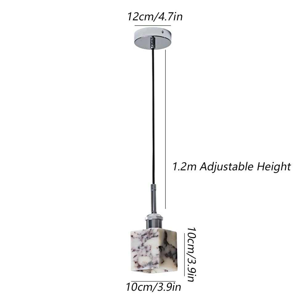 Geometryczna lampa wisząca, oryginalny marmurowy odcień i srebrny design, styl Wabi-Sabi, nowoczesna mini lampa wisząca, retro dekoracyjna oprawa na wyspę kuchenną, salon lub stół