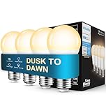 MikeWin Dusk to Dawn Light Bulbs Outdoor, Sensor A19 LED Light Bulb, 13W (100W Equivalent), 1000lm, Auto On/Off Photocell Automatic for Outdoor Lighting, for Porch Garage Yard, 3000K Warm White, 4Pack