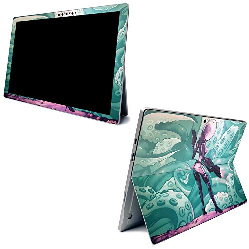 Image of MightySkins Carbon Fiber Skin for Microsoft Surface Pro 7 - Tentacle Invasion | Textured Carbon Fiber Finish | Easy to Apply, Remove, and Change Styles | Made in The USA
