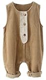 SEAUR Toddler Baby Boys Girls Bib Overalls Strap Solid Color Corduroy Romper Suspender Jumpsuit Cute Fashion Overalls Fall Winter Trouser Brown 12-18 Months