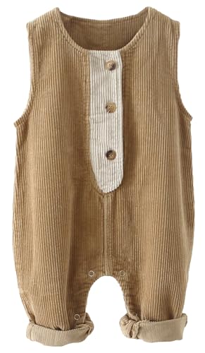 SEAUR Toddler Baby Boys Girls Bib Overalls Strap Solid Color Corduroy Romper Suspender Jumpsuit Cute Fashion Overalls Fall Winter Trouser Brown 12-18 Months