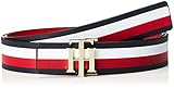  Tommy Hilfiger Damen TH Reversible 3.0 Gürtel, Rot (Tommy Red-Corp Stripe 901), 85