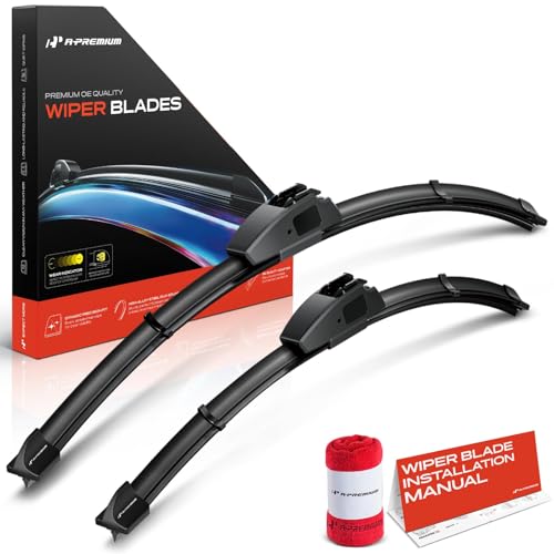 A-Premium Pack of 2 Windshield Wiper Blades with Wear Indicator & Towel - Compatible with Honda S2000 1999-2009 - 16