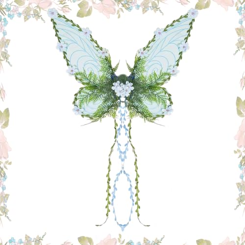 Alas de hada con flores y hojas en relieve para disfraces de halloween y festivales 7