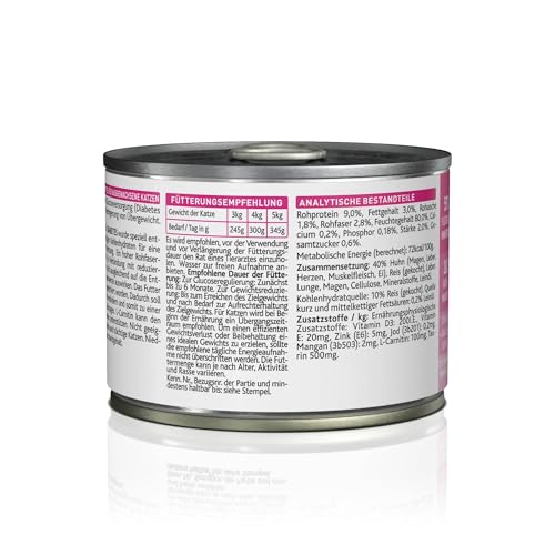 KATTOVIT - Diabetes Nassfutter für Katzen | Diät-Katzenfutter als Alleinfuttermittel in der Dose für Katzen mit Diabetes. Blutzuckerregulierendes Katzendiätfutter | 12 x 185 g Huhn