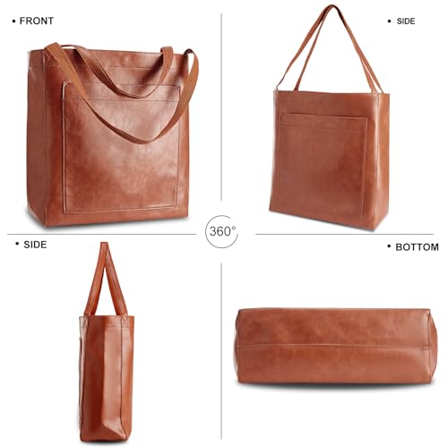 Bolso Tote Vintage de Cuero Grande para Mujer miniatura 6