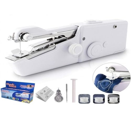 Mini Máquina De Costura Para Costurar Roupas Manual Portátil A Mão Doméstica A Pilha De Linha
