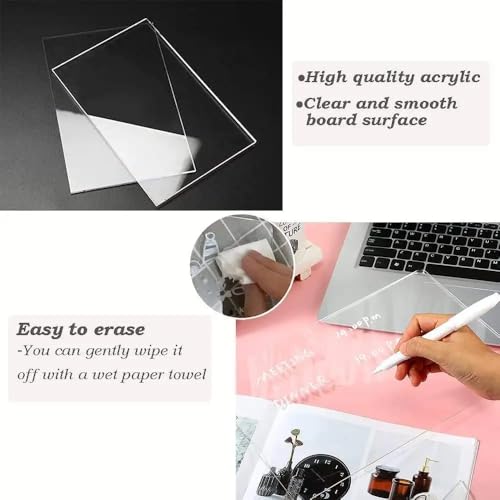 Image of One94Store LED Acrylic Writing Board with Light & 7 Pens | 15x15 cm DIY 3D Rewritable Message Pad | Personalized Night Lamp & Display Board for Home, Office Desk, Kids & Gifts