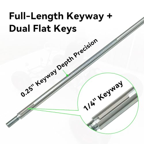 XIKOBY 44\" Go Kart Rear Axle Kit Compatible with Go Cart ATV Quad 4 Wheeler, Live Axle Shaft with 1\" Diameter 3/4\" Step Down 1/4\" Keyway Replacement for Manco Murray Go-karts Dune Buggies Parts - Thumbnail 5