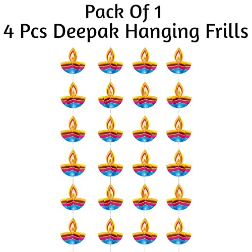 Image of 3D Deepak Frills Garland Series Pack of 4 | Paper Ladi Hanging Decoration for Diwali, Parties, Festivals, Birthday, Wedding, Home, Office, Shop & Temple Decor Items