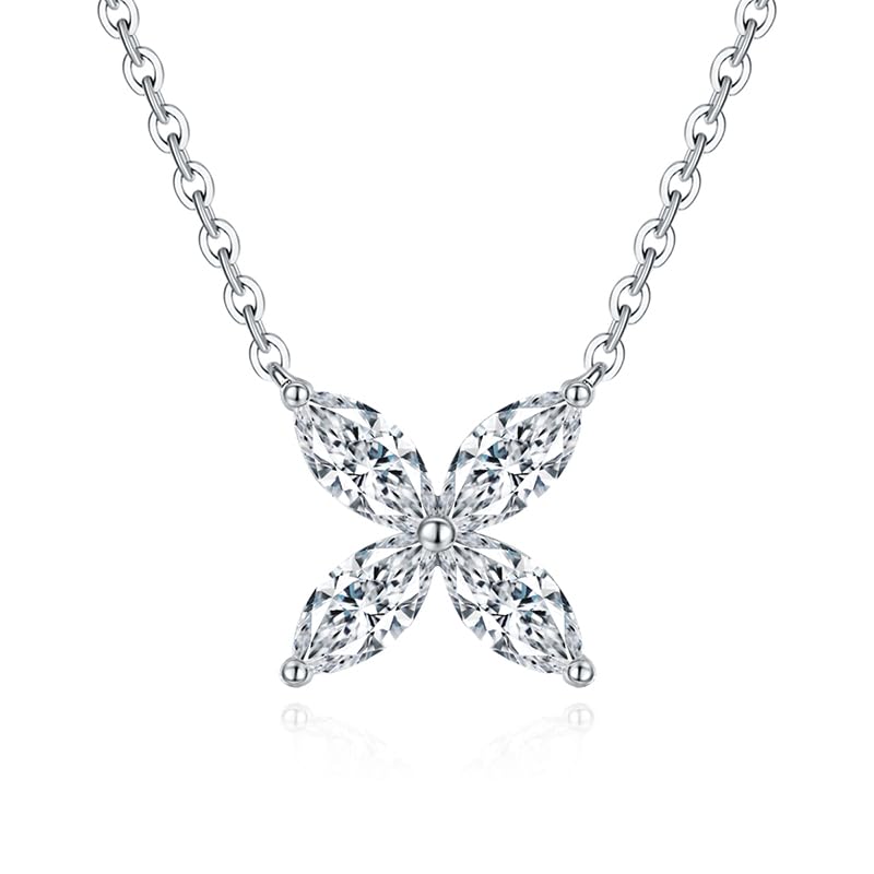 Pendentif moissanite quatre pétales cadeau idéal femme avec certificat GRA