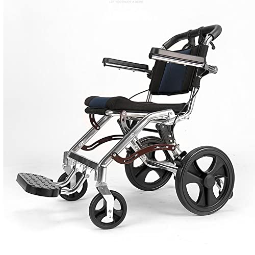 Lightweight Transport Wheelchair With Handbrakes, Portable Folding Wheelchair, Ultra-Light Wheelchair For The Elderly And Children, Can Be Easily Carried On The Plane ( Size : 12 inch rear wheel )
