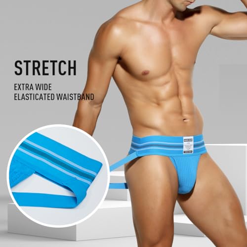 Arjen Kroos Men's Jock Strap High Elastic Jockstrap Underwear Breathable Athletic Supporter with Wide Waistband 4 Pack4