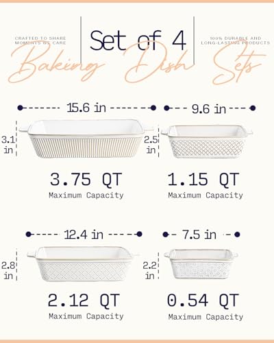getstar Ceramic Bakeware Sets of 4, Casserole Dishes for Oven, Ceramic Cookware Set, Baking Pan Set - Image 3