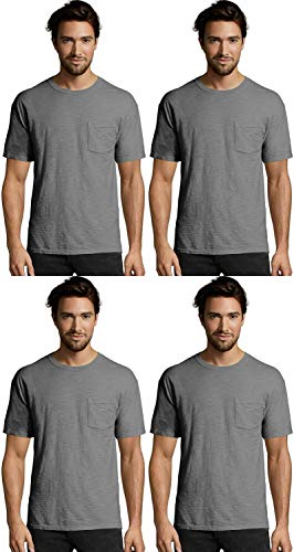 Hanes Men's Pocket T-Shirts 4-Pack Heritage Dyed Short Sleeve Crewneck