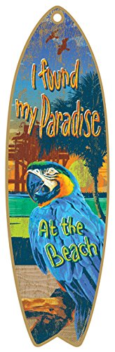 SJT ENTERPRISES, INC. Found My Paradise 5" x 16" Surfboard Wood Plaque Sign (SJT41307)