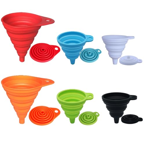 KongNai Kitchen Funnel Set, Small and Large, Kitchen Gadgets Accessories Foldable Silicone Collapsible Funnels for Filling Water Bottle Liquid Transfer Food Grade