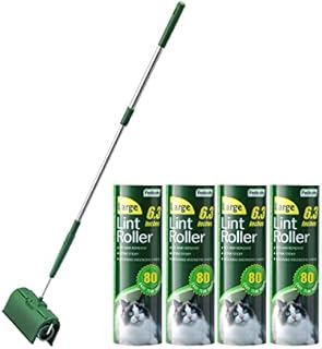 Large Lint Rollers Pet Hair Extra Sticky Floor, Cat Dog Hair Remover Laundry Clothes Carpet Furniture,6.3 inches Wider with 320 Sheets Giant Lint Remover Brush for Couch with Long Handle