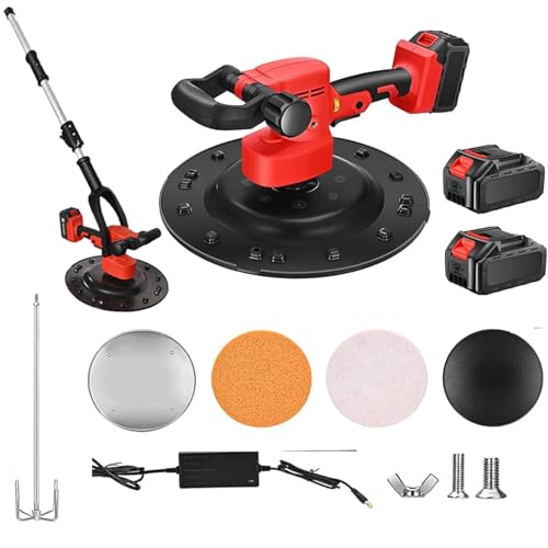 YLANMEI Zement Wand Glättmaschine, 1680W Hocheffizienter Handwischer für Maurer, Putzwerkzeuge mit bürstenloser Lithium-Batterie, inklusive Akku,2 * 15000mAh