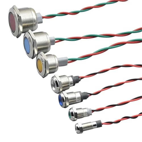 Cable de advertencia LED verde 12mm piloto metálico impermeable 12V 24V