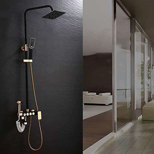 Ensemble de douche de bain sous pression noir avec colonne réglable - 3