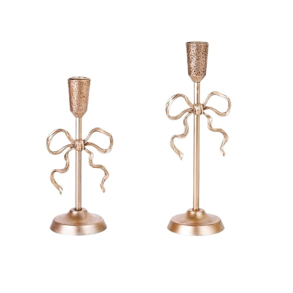 Candlestick Holder 2 Pcs Light Luxury Golden Candlestick Ornaments Elegant Candle Holder For Wedding, Church, Halloween, Dining, Home Decor