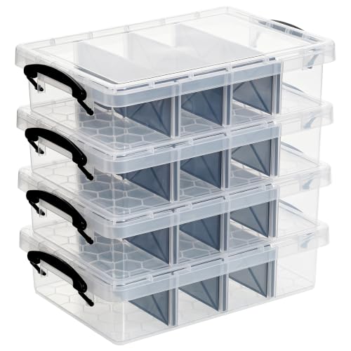 Image of Citylife 4PC Clear Plastic Storage Box with 3 Removable Dividers