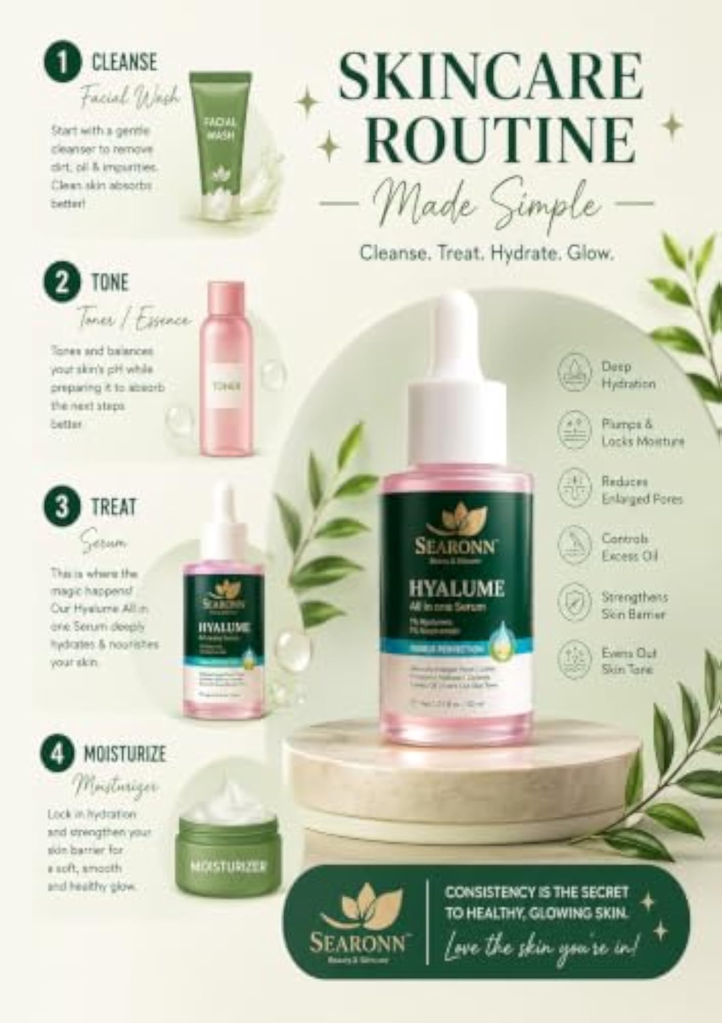 Hydrating Face Serum with Niacinamide, Lightweight Facial Serum