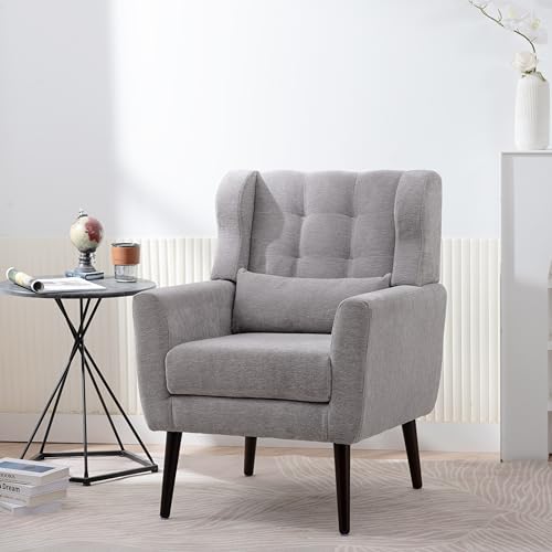 FINTHOMING Accent Chair, Comfy Upholstered Living Room Chairs with High Tufted Backrest...