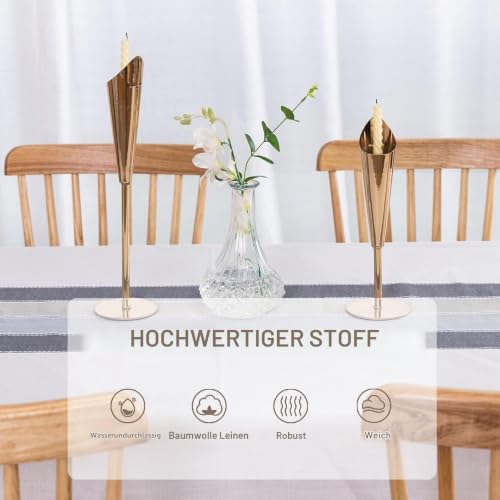 SUNBEAUTY Tischdecke 140x260 wasserdichte Abwaschbar Tischtuch Elegant Baumwolle Leinen Rechteckig Tischwäsche Tischdecke mit Quaste für… – Ansicht 3