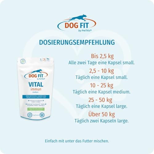 DOG FIT by PreThis® VITAL immun für Hunde I Mit Colostrum, Agaricus Blazei Murrill, Hagebuttenextrakt, Shilajit, Propolis I Ohne künstliche Zusätze I medium 10-25kg