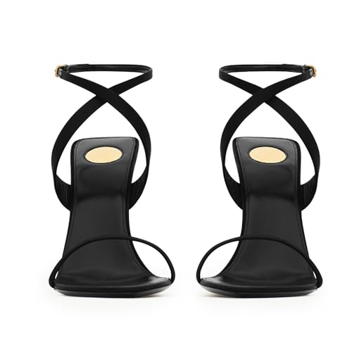 Wedge Sandals for Women Strappy Wedge Heels Pointed Open Toe Heeled Sandals Buckle Ankle Strap Heels Sexy Wedding Dress Shoes3