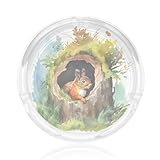 Runder Glasaschenbecher mit Wasserfarben-Baumloch, Eichhörnchen-Aschenbecher mit rutschfester Unterseite, für Zuhause, Büro oder draußen