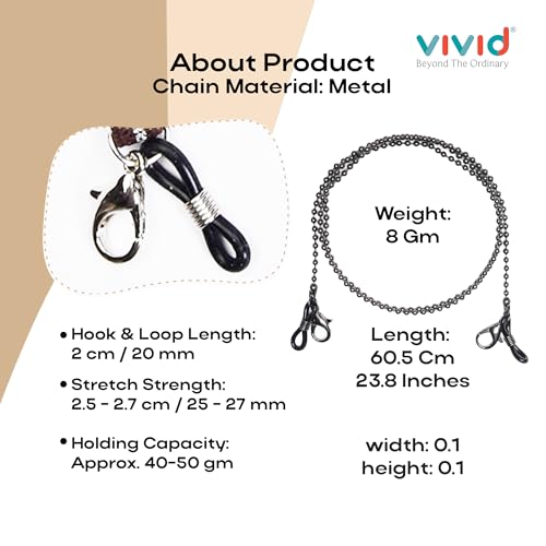 Image of Unisex Specs Holder Hook & Loop Anit Slip Eyewear Lanyard Metal Strap Chain