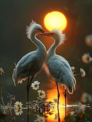 Coucher de soleil diamond painting adulte 5D avec toile premium et cristaux complets 40x50cm
