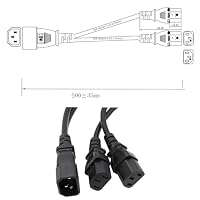 HangTon UPS PDU Stromkabel Y-Splitter Verlängerungskabel, 60cm, IEC320 C14 Stecker auf Dual C13 Buchse für Computer Monitor Drucker PC Fernseher elektrische Geräte – Ansicht 4
