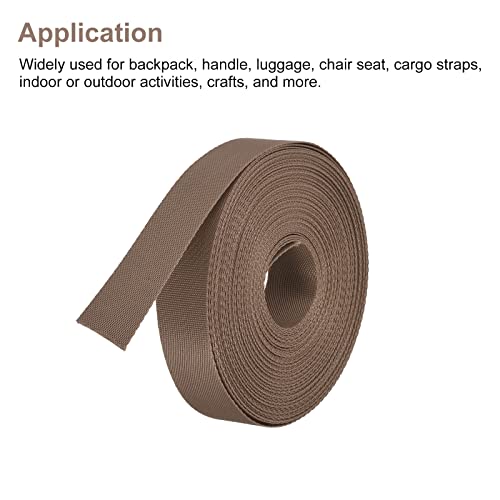 Image of MECCANIXITY Flat Nylon Webbing Strap 1 Inch 15 Yards Brown for Backpack, Cargo Strap, Luggage-rack