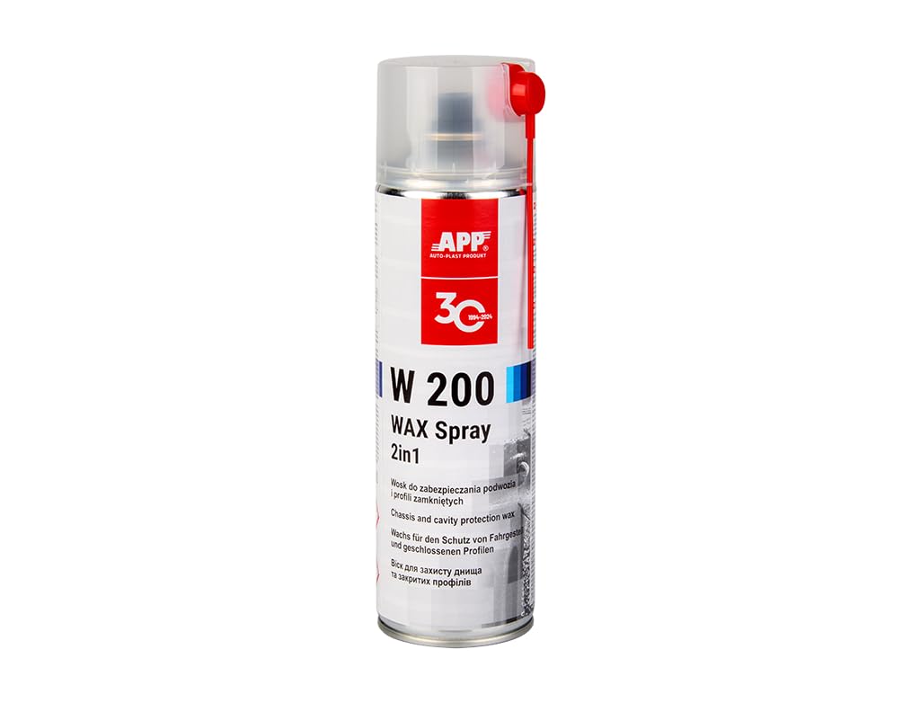APP W200 WAX Spray - Cera Protettiva Auto 2 in 1: Cera Spray di Protezione Sottoscocca e Cera per Cavità | Antipietrisco, Antiruggine e Antirombo | Antirombo Sottoscocca Spray | Incolore | 500 ml