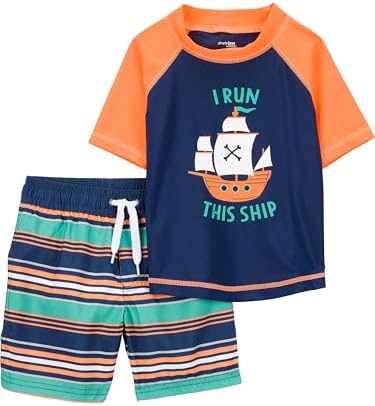 1. Bild von Simple Joys by Carter's Baby-Jungen Swimsuit Trunk and Rashguard Rash-Guard-Set 3 Jahre