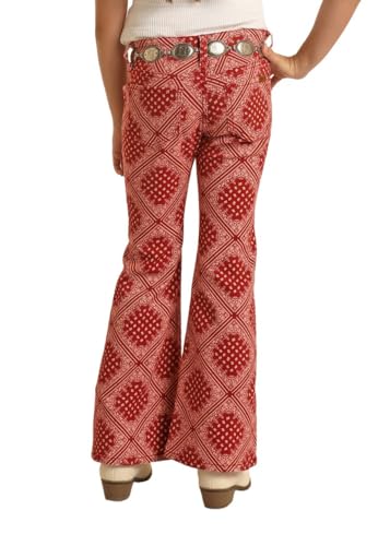 Rock & Roll Denim Girls' Bandana Button Flare Jeans