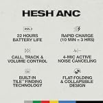 Skullcandy Hesh ANC Over-Ear Noise Cancelling Wireless Headphones with Charging Cable, 22 Hr Battery, Microphone, Works with iPhone Android and Bluetooth Devices - True Black - Image 4