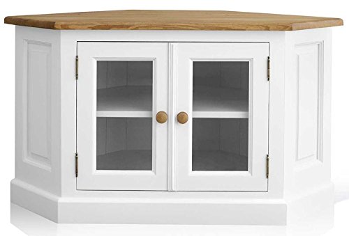 Image of APRODZ Mango Wood Borgia TV Stand Entertainment Unit for Living Room | White Finish
