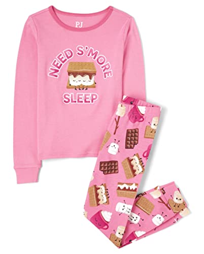 Image of The Children's Place girls Long Sleeve Top and Pants Snug Fit 100% Cotton 2 Piece Pajama Set