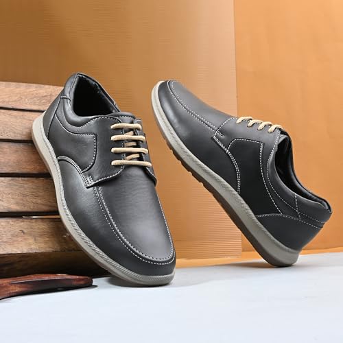 Image of Centrino Men's Casual Lace-Up Shoes | Comfortable Round Toe Lace-Up Derby Shoe with Rugged Rubber Thick Sole for Casual, Office, College, Outdoor, Travel, Trekking, Weekend Outing(8102)