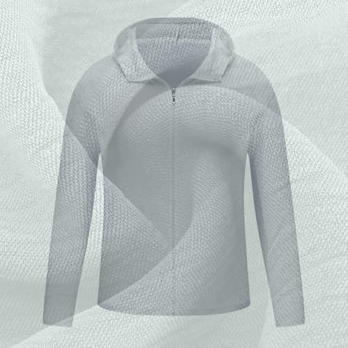 2025 Sun Protection Fishing Shirts for Men Long Sleeve UV SPF Hooded Outwear Lightweight Zip Up Rash Guard Tops3