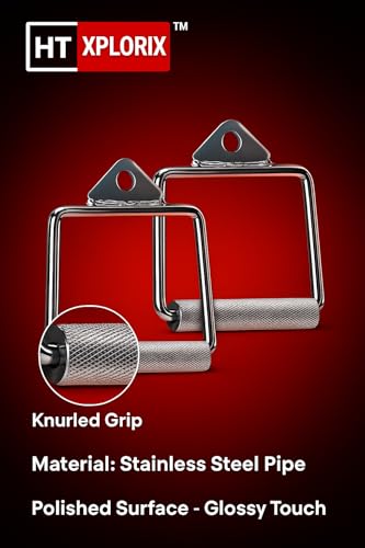 Image of Pair of D-Shaped Handles with Knurled Grip - Cable Machine Attachments for Versatile Upper Body Workouts