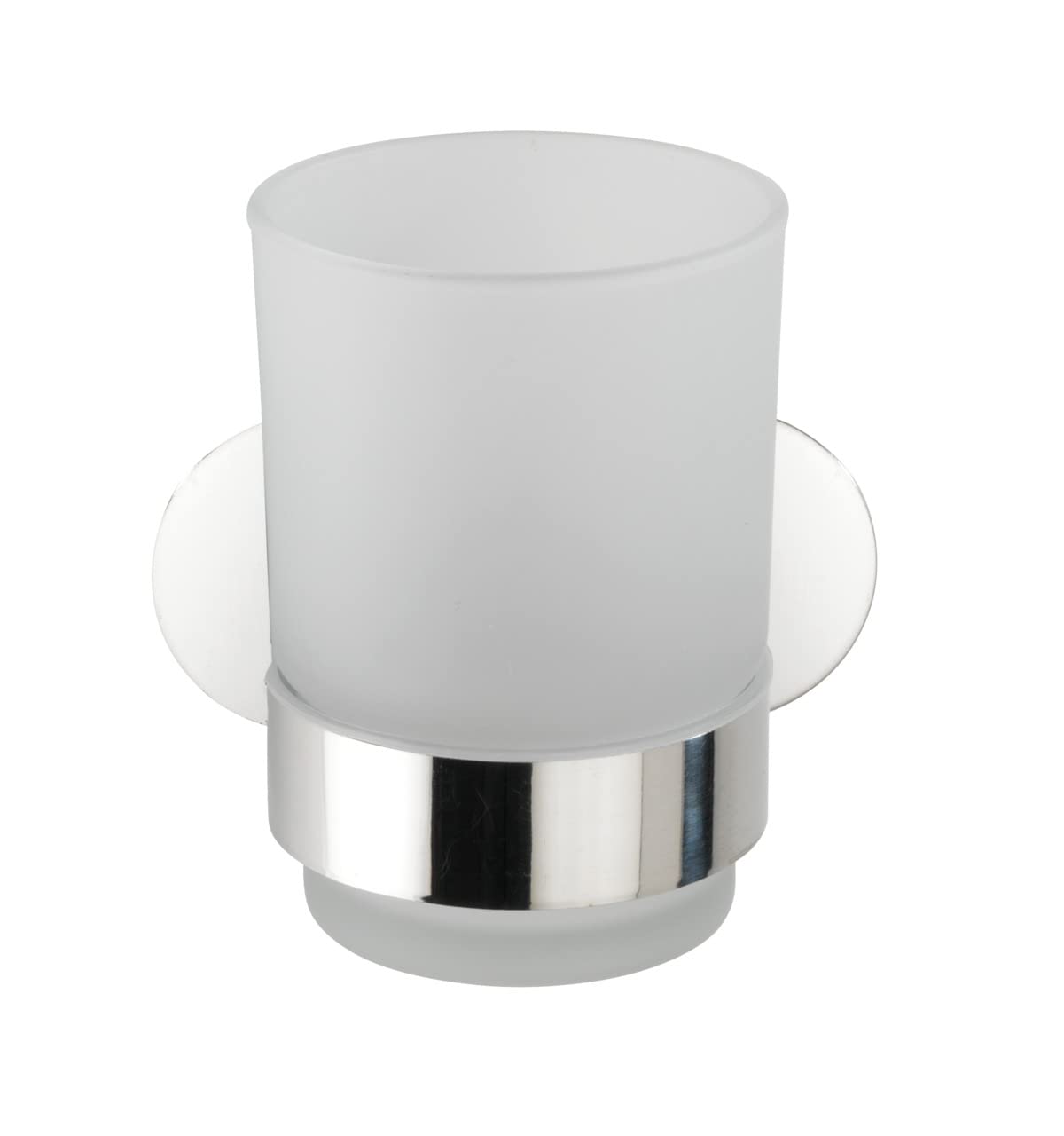 WENKO Turbo-Loc Stainless Steel Cup Uno Orea Shine Holder for Toothbrush and Toothpaste, No Drilling Required, 10 x 9.5 x 10 cm, Glossy Silver