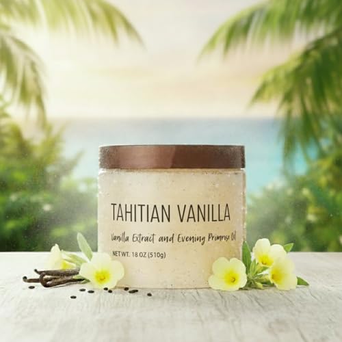 Body Sugar Scrub with Shea Butter, Tahitian Vanilla Scent, 18 oz