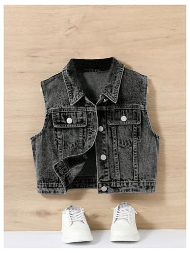 Image of SweatyRocks Girl's Denim Vest Button Down Sleeveless Jean Jacket Outerwear with Pockets