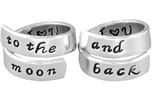 I Love You to the Moon and Back Mother Daughter Rings Set of 2